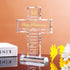 50th Wedding Anniversary Religious Cross Gift - Laser Engraved Glass Standing Cross Keepsake
